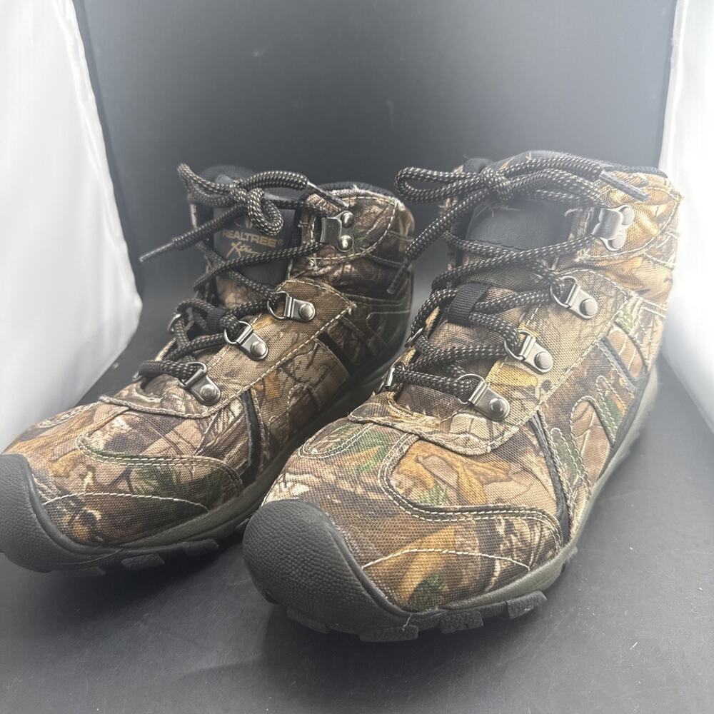 Realtree Xtra Boys Camo Hiking Boots Youth Size 6 Brown Hunting Outdoors